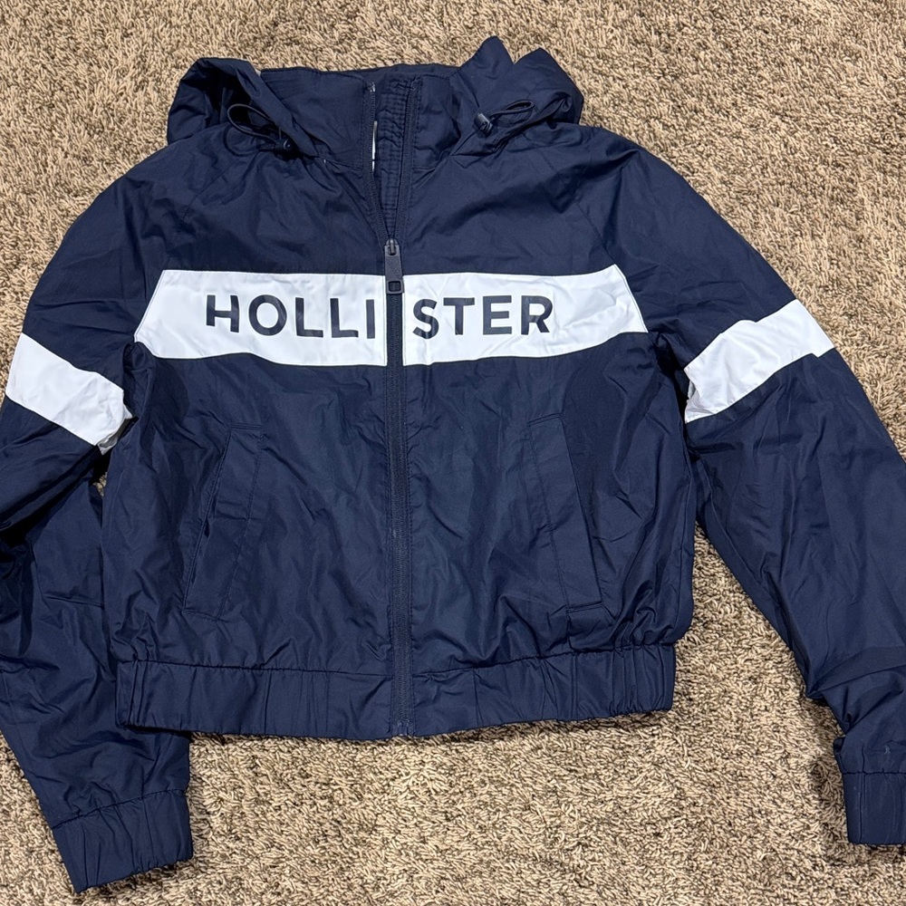 Hollister Girls Blue and White Wind breaker